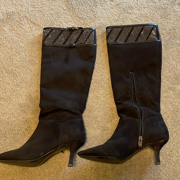 Nina black boots with sparkly trim - Picture 1 of 5